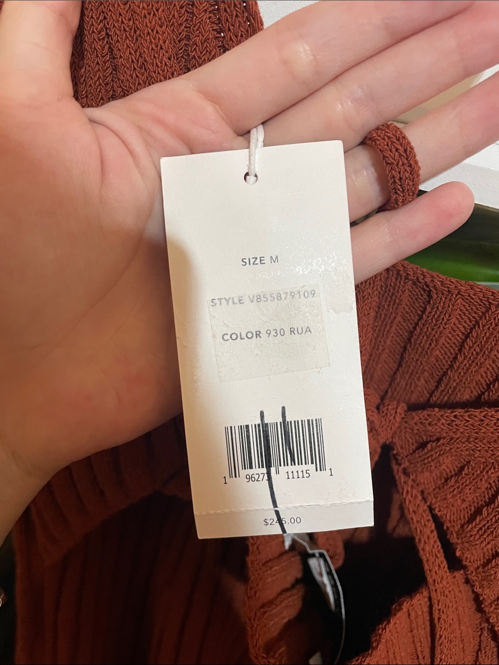 Vince Ribbed Scoop-Back Tank Top — Rust - Picture 4 of 4